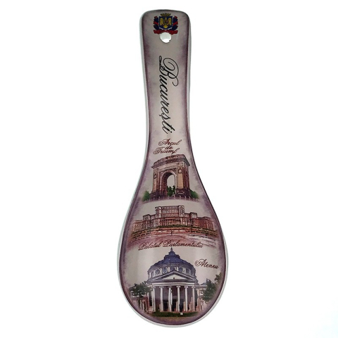 Souvenir România - Lingura decorativa din ceramica 9x27 cm Bucuresti