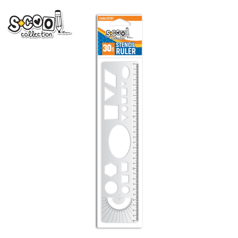 Rigle și Echere - Liniar cu sabloane geometrice 30 cm S Cool Collection