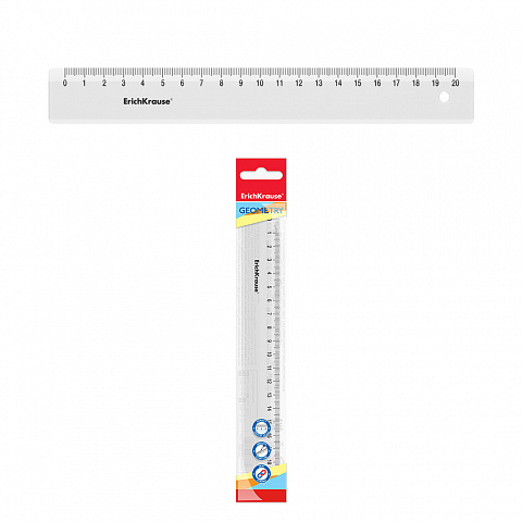 Accesorii geometrie și matematică - Rigla de plastic ErichKrause Clear transparenta 20 cm