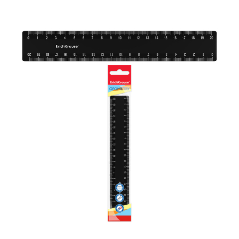 Accesorii geometrie și matematică - Liniar plastic ErichKrause Classic 20 cm negru