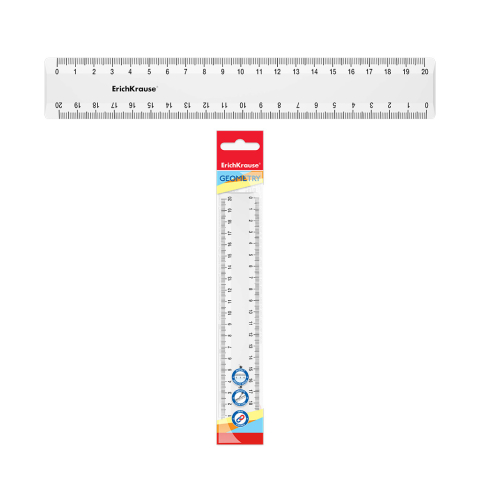 Accesorii geometrie și matematică - Liniar plastic ErichKrause Classic 20 cm transparent