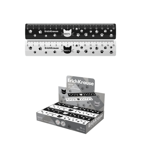 Accesorii geometrie și matematică - Liniar plastic ErichKrause Meow 15 cm diverse culori