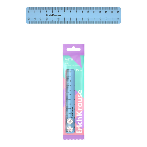 Accesorii geometrie și matematică - Liniar plastic ErichKrause Pastel 15 cm albastru