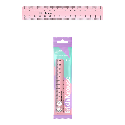 Noutăți Librăria Compas - Liniar plastic ErichKrause Pastel 15 cm roz