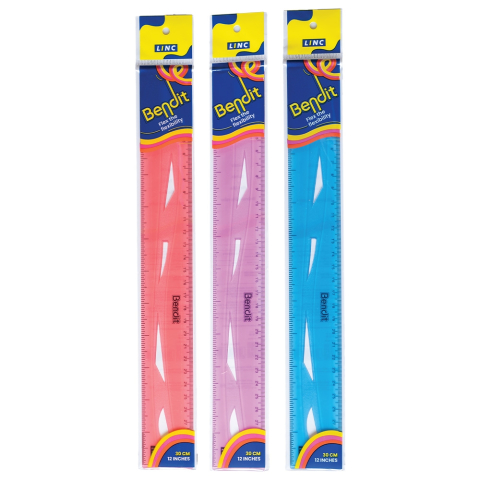Accesorii geometrie și matematică - Liniar flexibil 30 cm Bendit Linc culori diferite