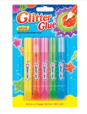 Noutăți Librăria Compas - Lipici lichid cu sclipici Neon Amos set 5 buc