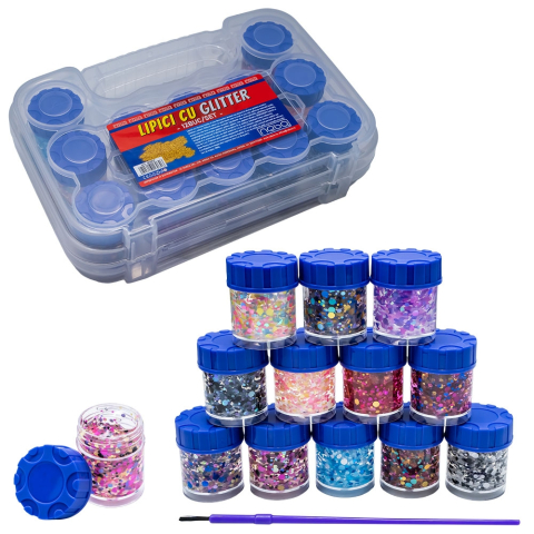 Craft și modelaj - Lipici glitter 15g 12 buc /set Nebo