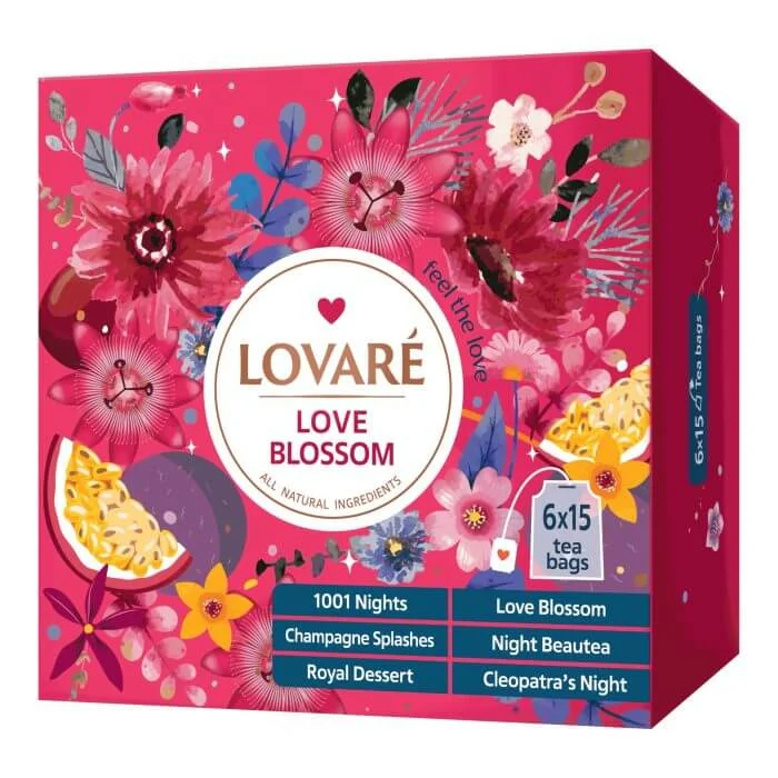 Ceaiuri premium Basilur - Ceai Lovare Love Blossom Tea - Selectie 6 arome 90 plicuri