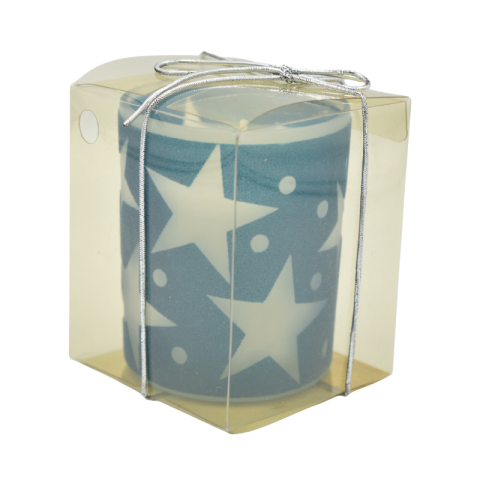 Lumanare decorativa in pahar albastru model ren/stelute [1]