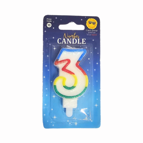 Noutăți Librăria Compas - Lumanare tort cifra 3 multicolora