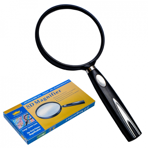 Lupe și articole educative - Lupa 75 mm maner ergonomic negru lentila clara