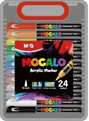 Instrumente de scris - Set 24 markere cu vopsea acrilica MOCALO M&G varf pensula