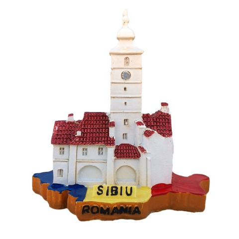 Souvenir România - Macheta harta Sibiu pe harta Romaniei 10x10 cm
