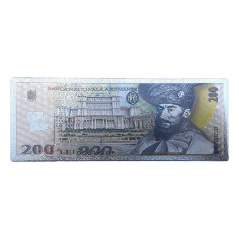 Casă și decorațiuni - Magnet metalizat placuta bancnota Bucuresti Mihai Viteazul 17x7 cm
