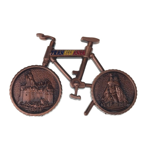 Magnet metalic in forma de bicicleta 7x5 cm Castelul Bran [2]