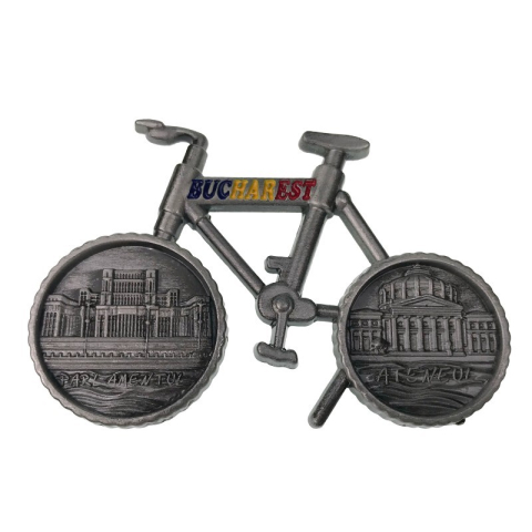 Souvenir România - Magnet metalic bicicleta 7x5 cm Bucuresti