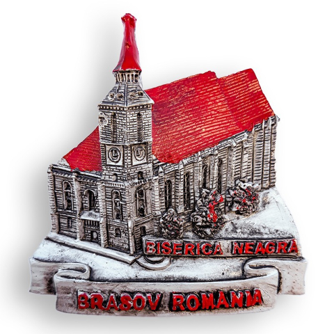 Souvenir România - Magnet rasina 7x7 cm Biserica Neagra