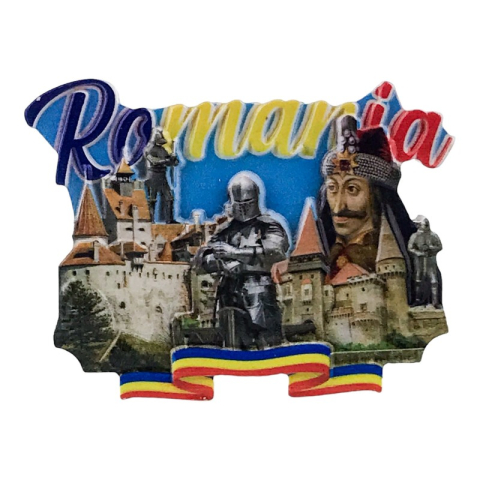 Souvenir România - Magnet rasina Castelul Bran Castelul Corvinilor 7x6 cm