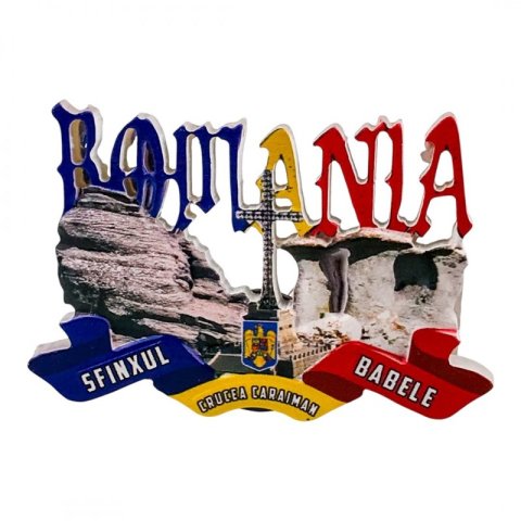 Casă și decorațiuni - Magnet rasina Muntii Bucegi cu tricolor