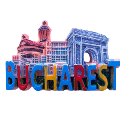 Souvenir România - Magnet rasina Bucharest decupat 8x5 cm