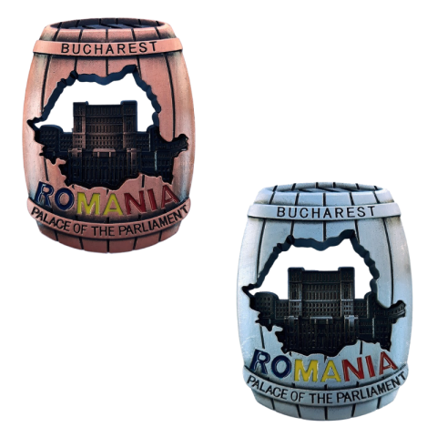Casă și decorațiuni - Magnet metalic forma butoi 5x7 cm Palatul Parlamentului