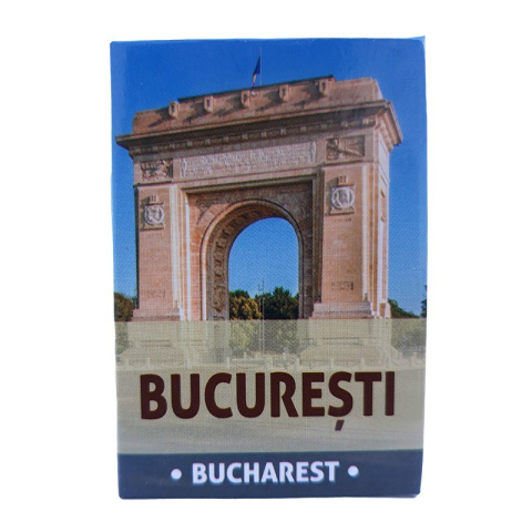 Casă și decorațiuni - Magnet hartie plastifiata carte Bucuresti bilingv 4x6 cm