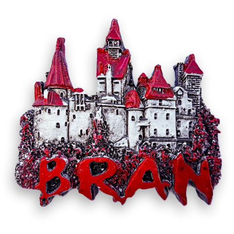 Souvenir România - Magnet rasina 8x7 cm Castelul Bran
