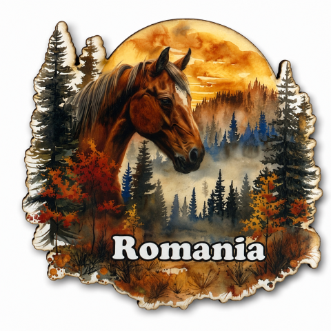 Casă și decorațiuni - Magnet din lemn model cal Romania