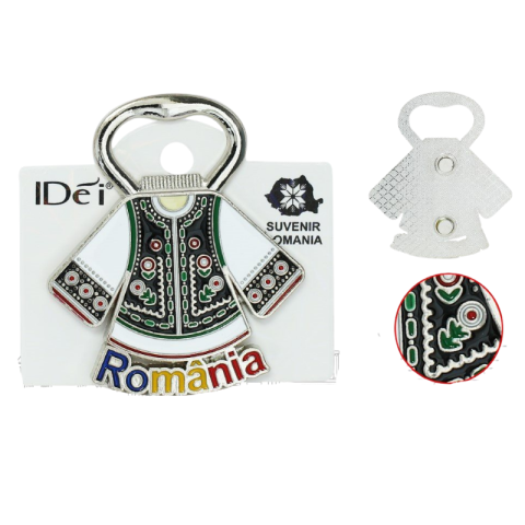 Casă și decorațiuni - Magnet cu desfacator 8 cm Romania