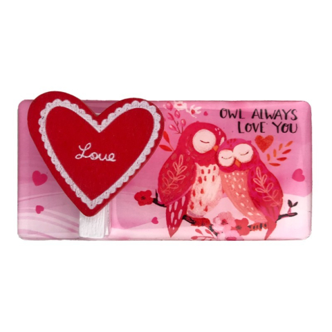 Magnet plastic cu carlig si inima Love 9x4 cm [4]