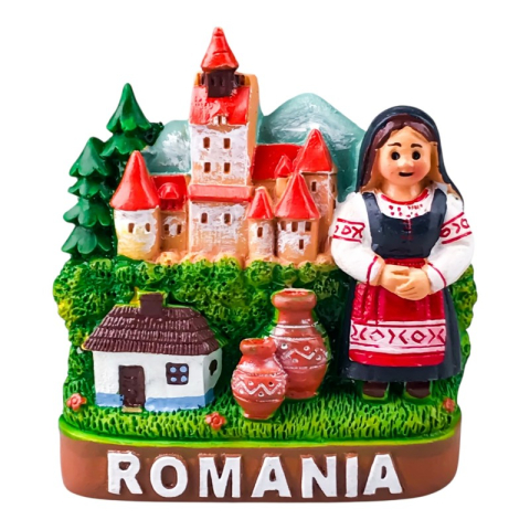 Souvenir România - Magnet rasina 5x9 cm motive traditionale
