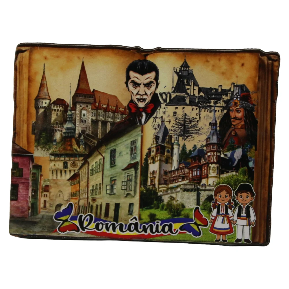 Magnet de frigider din placaj Romania 8.5x6 cm Castele [1]