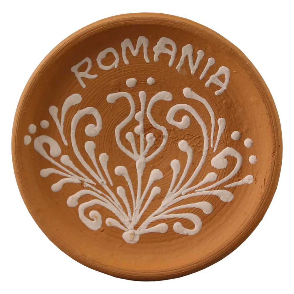 Casă și decorațiuni - Magnet de frigider farfurie Romania din lut 7 cm