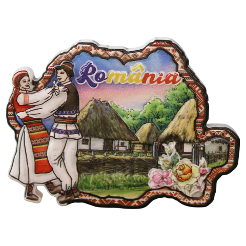 Casă și decorațiuni - Magnet de frigider 8 x 6 cm Romania Casute traditionale