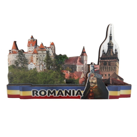 Souvenir România - Magnet lemn decupat castele Romania 11x5 cm