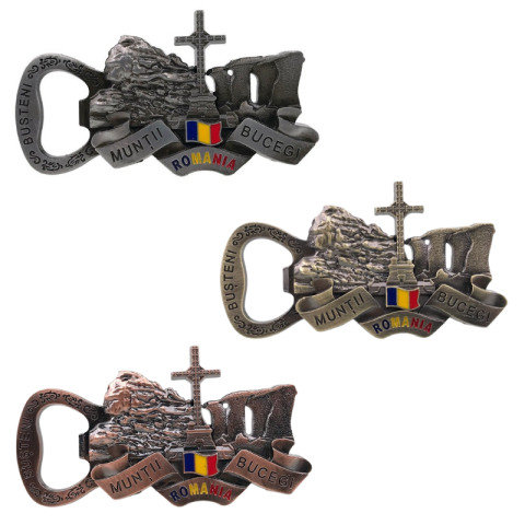 Casă și decorațiuni - Magnet metalic cu desfacator sticle 9x5 cm Muntii Bucegi