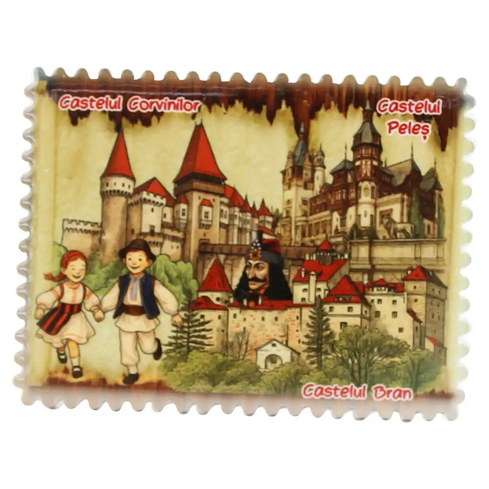 Casă și decorațiuni - Magnet din ceramica Romania 8x6 cm Castele