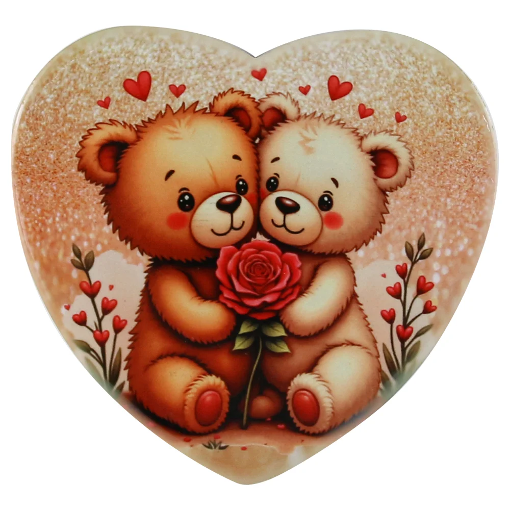 Casă și decorațiuni - Magnet din ceramica in forma de inima 8 cm Ursuleti