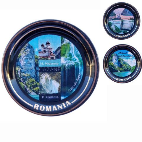 Noutăți Librăria Compas - Magnet farfurie din ceramica neagra Cazanele Dunarii 6 cm