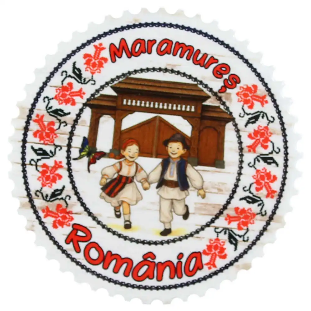 Souvenir România - Magnet frigider ceramica Romania Maramures 7 x 7 cm