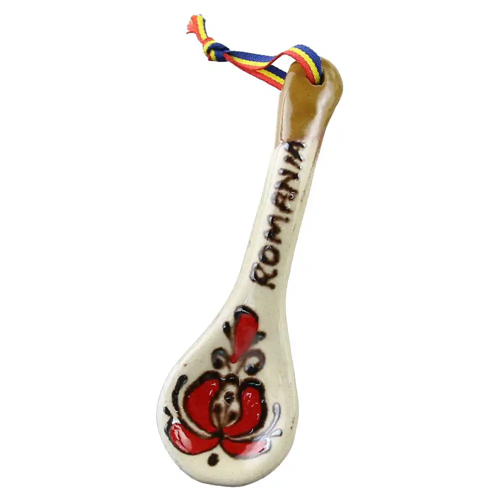 Casă și decorațiuni - Magnet frigider din ceramica de corund Romania model lingura 11 cm