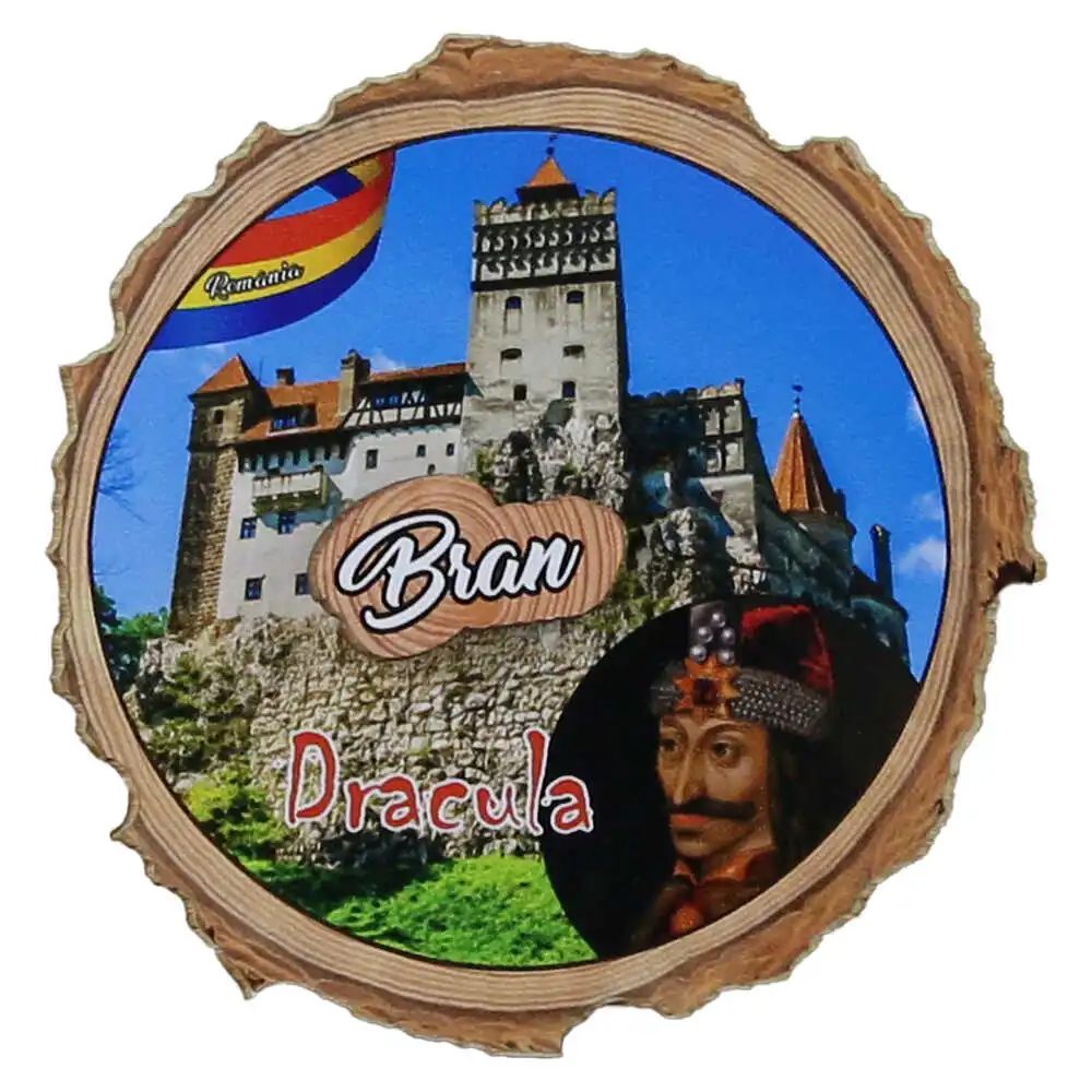 Casă și decorațiuni - Magnet frigider din lemn Bran/Dracula 8 cm
