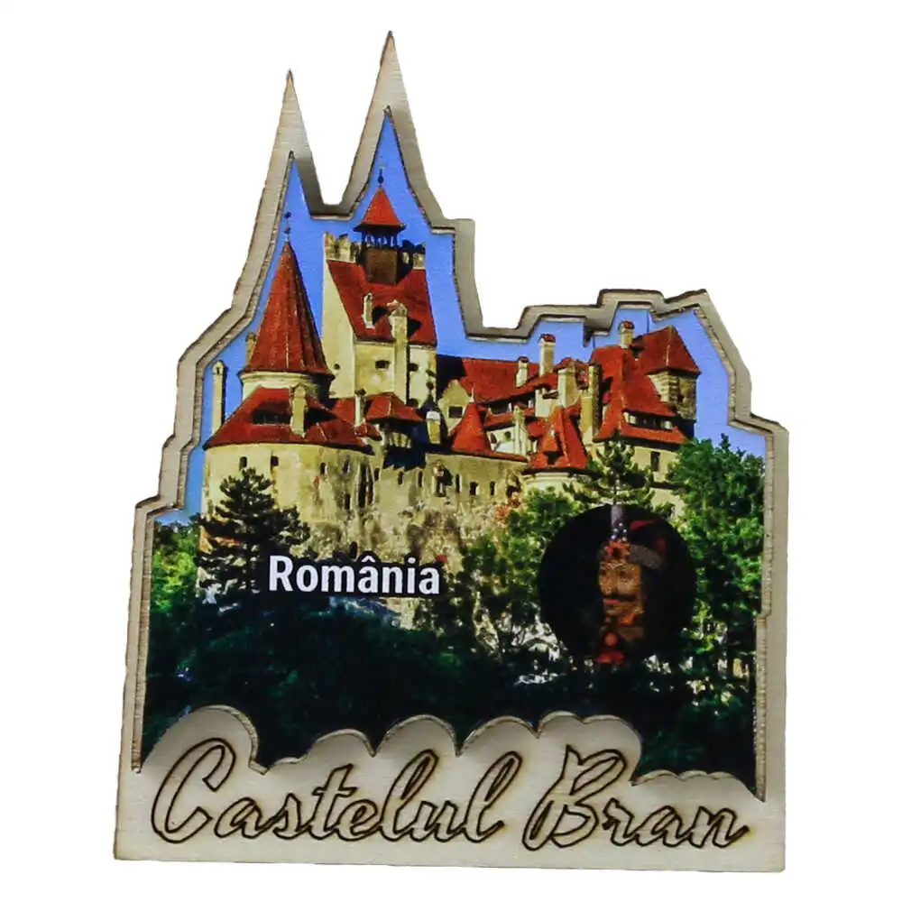Casă și decorațiuni - Magnet frigider din lemn 6.5x8 cm Castelul Bran
