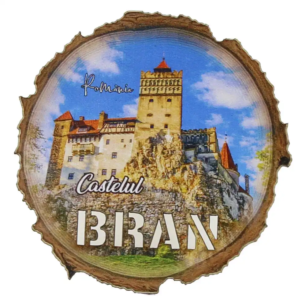 Casă și decorațiuni - Magnet frigider din lemn 7 cm Castelul Bran