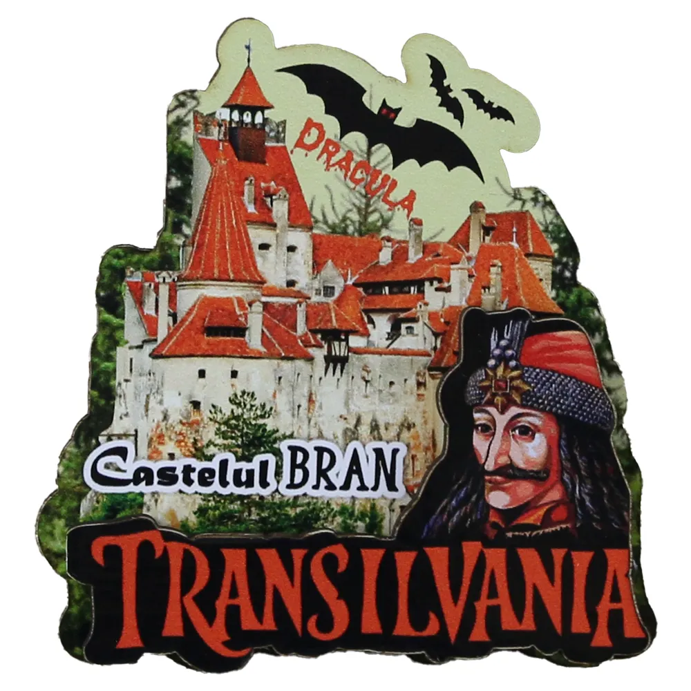 Noutăți Librăria Compas - Magnet frigider din lemn Castelul Bran 7x7.5 cm Transilvania