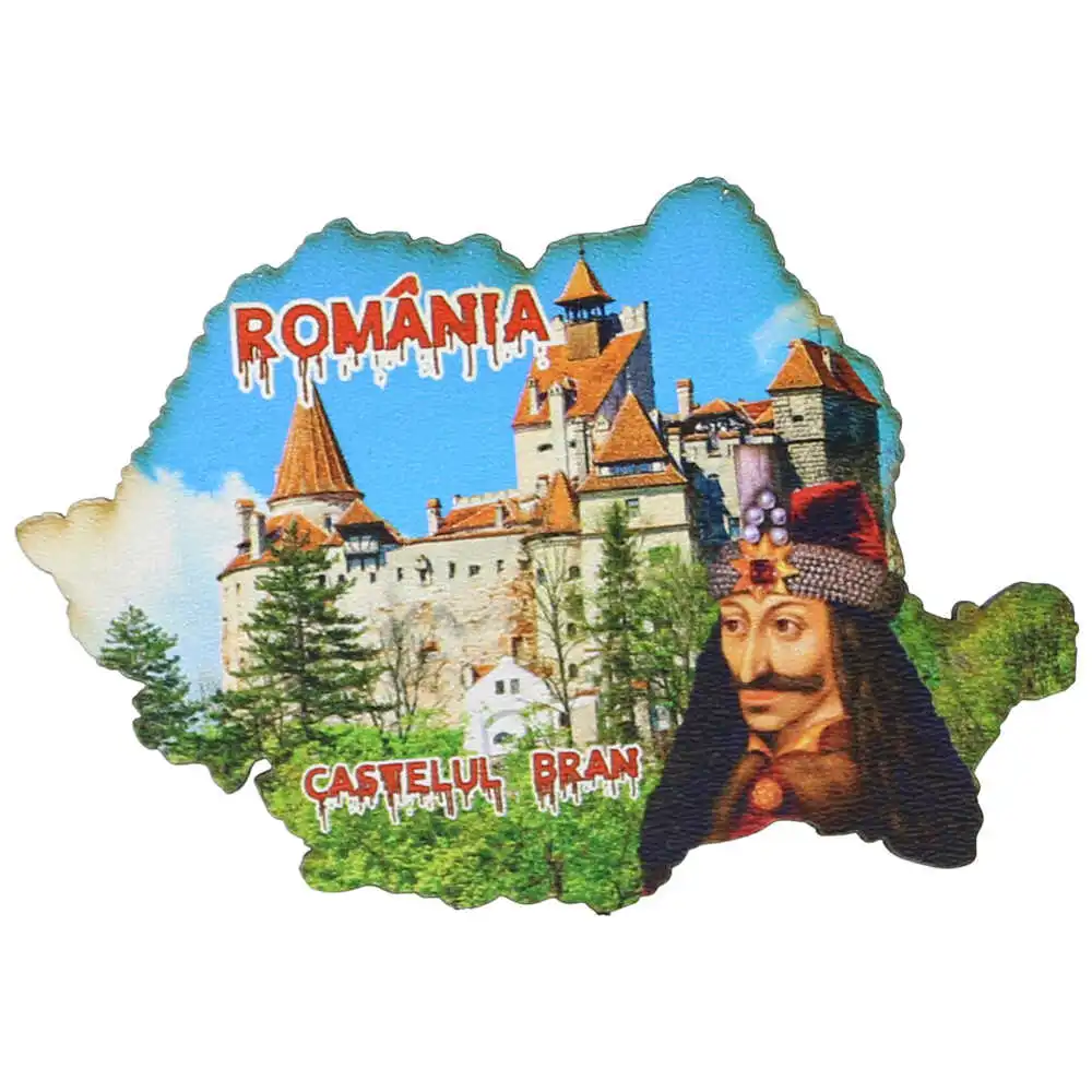 Casă și decorațiuni - Magnet frigider din lemn 9x6 cm Castelul Bran