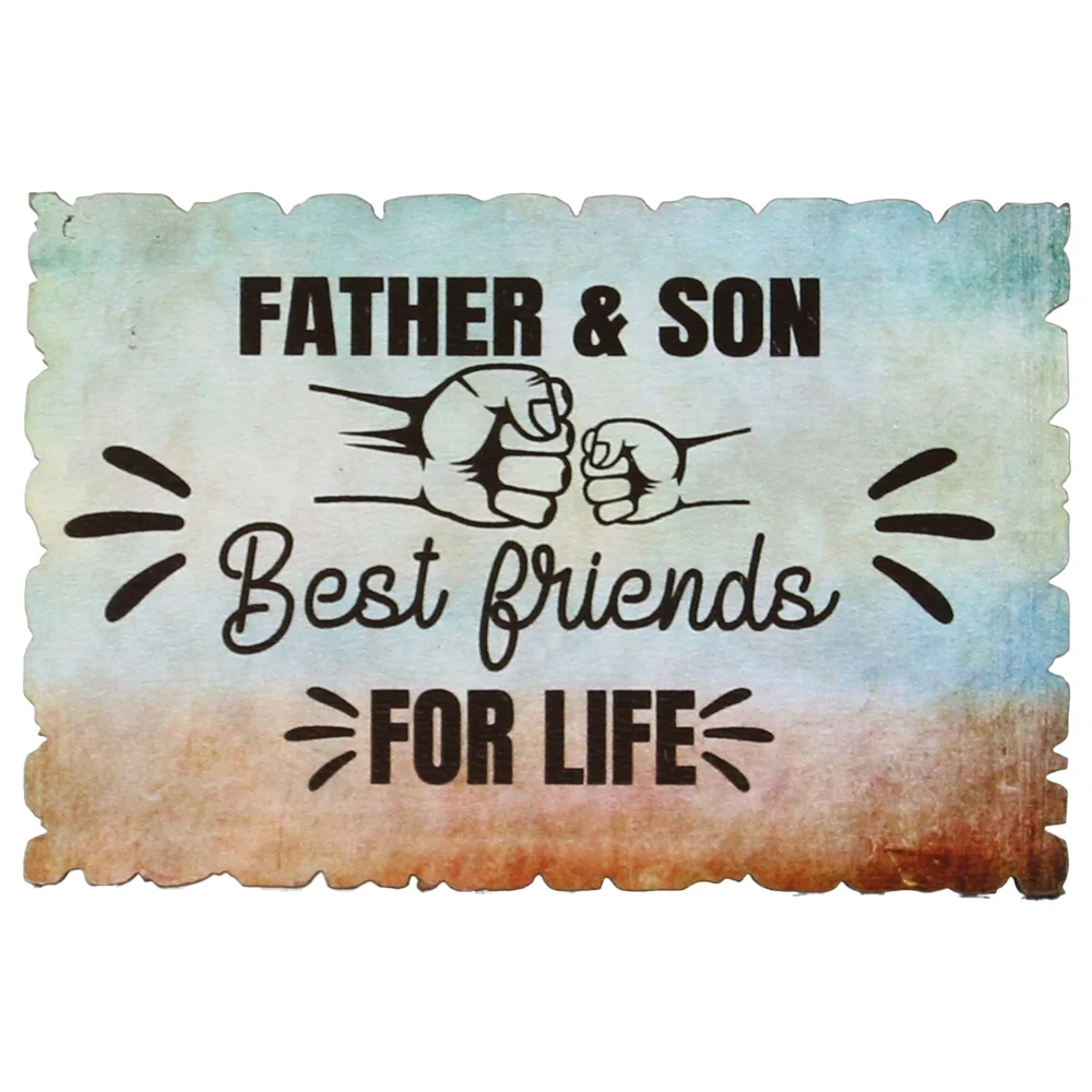 Casă și decorațiuni - Magnet frigider lemn Father & Son Best Friends for Life 9x6 cm