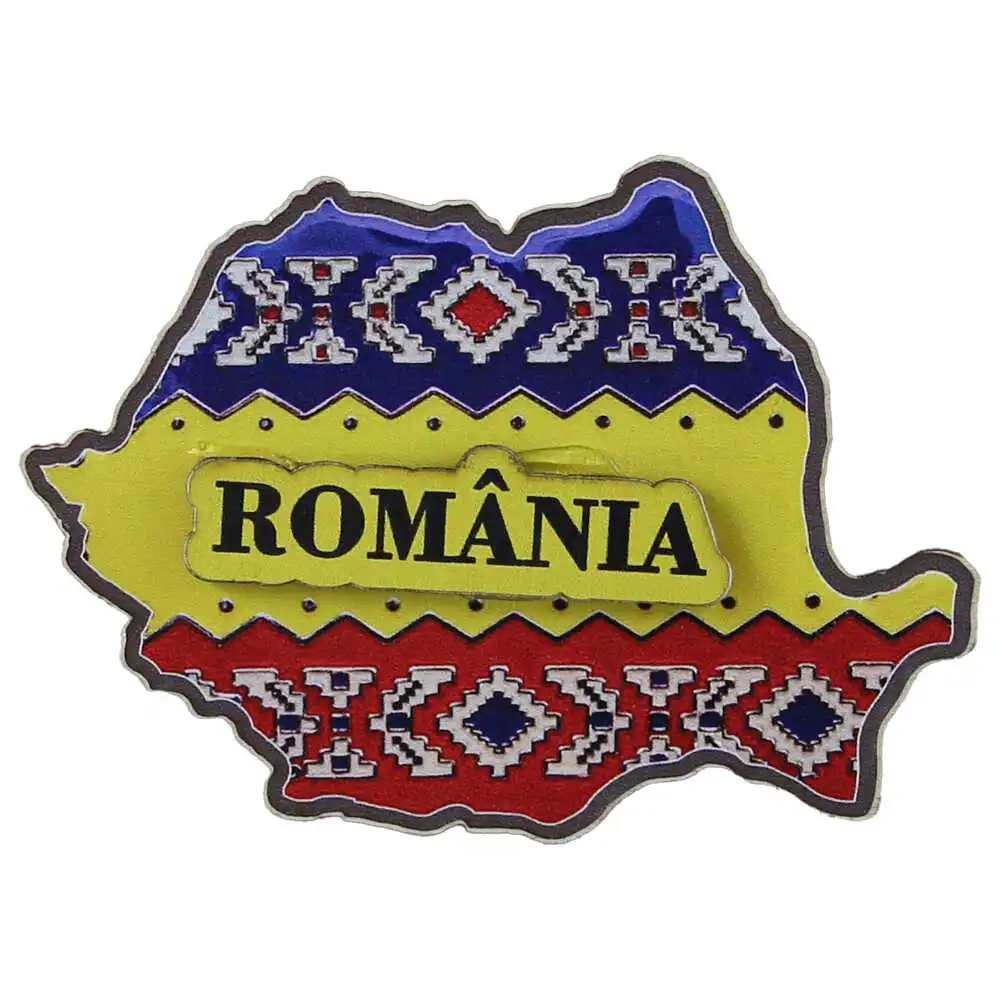 Casă și decorațiuni - Magnet frigider din lemn Romania Harta Romaniei traditional 10 x 7 cm