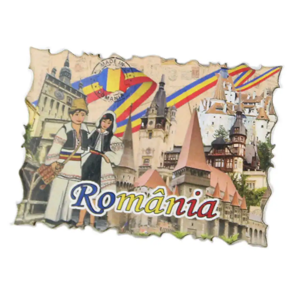 Magnet frigider din lemn Romania modele diferite 7 x 5 cm [6]