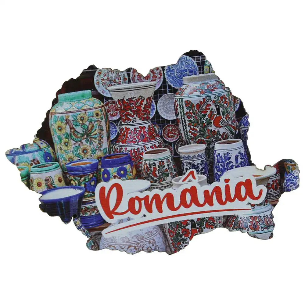 Casă și decorațiuni - Magnet frigider din lemn 9x6 cm ceramica de Corund Romania